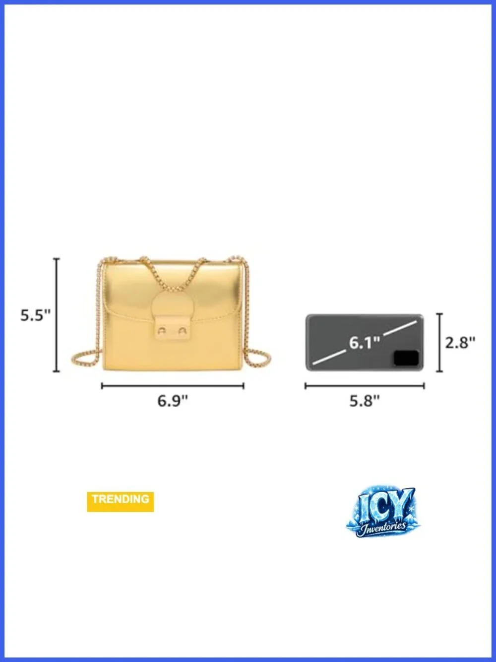 Faux Leather Evening Clutch Purse with Double Chain Strap